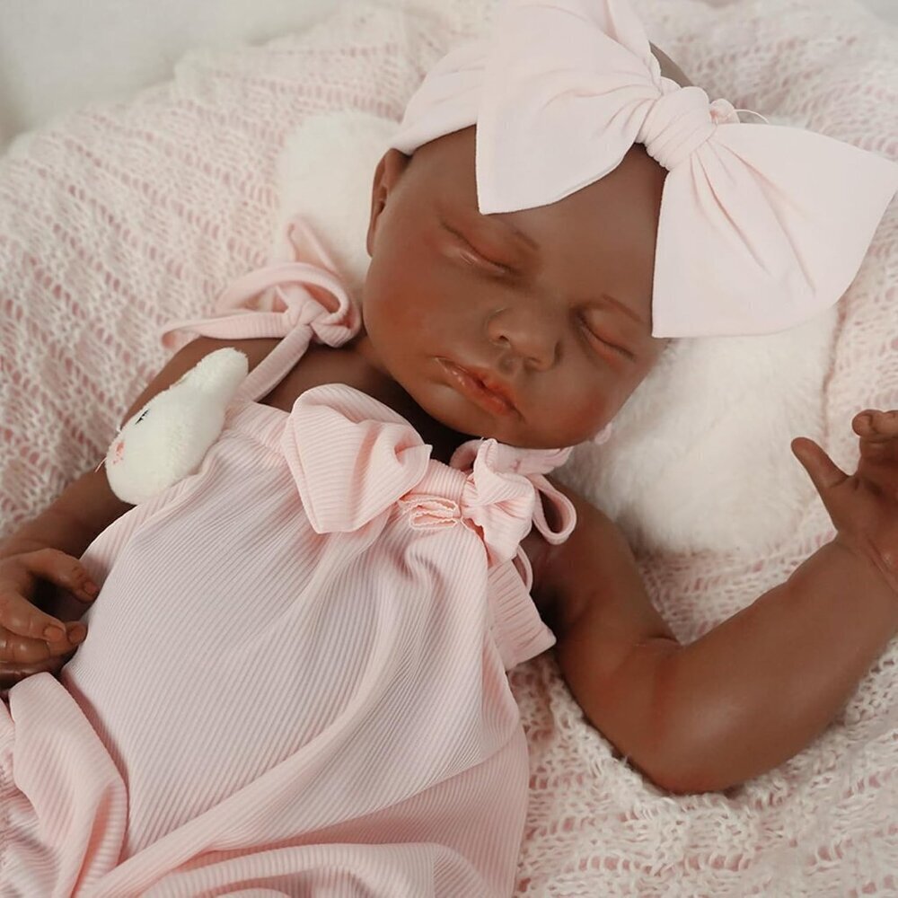 🆕18.5 inch Full Body Silicone Sleeping Tan Baby Girl Realistic Body Reborn Baby - Picture 11 of 11